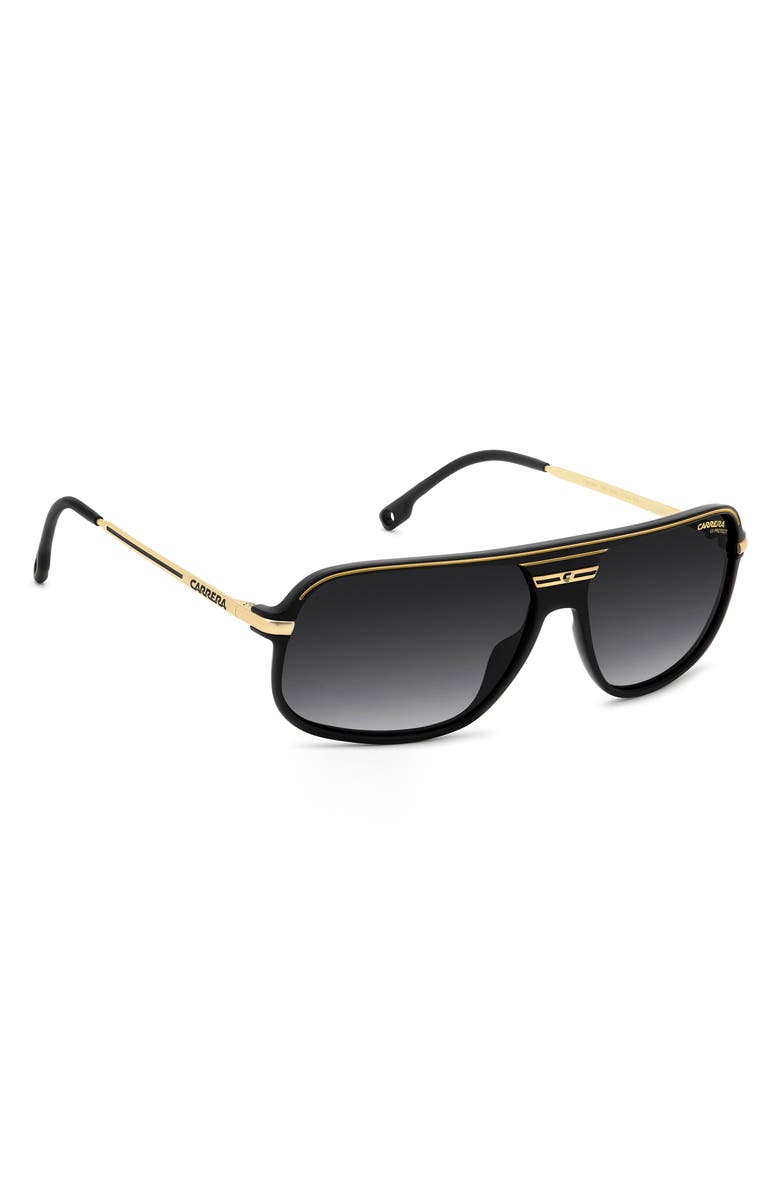 Carrera Eyewear C Sport 62mm Oversize Rectangular Sunglasses, Alternate, color, Matte Black Gold/ Dark Grey Sf