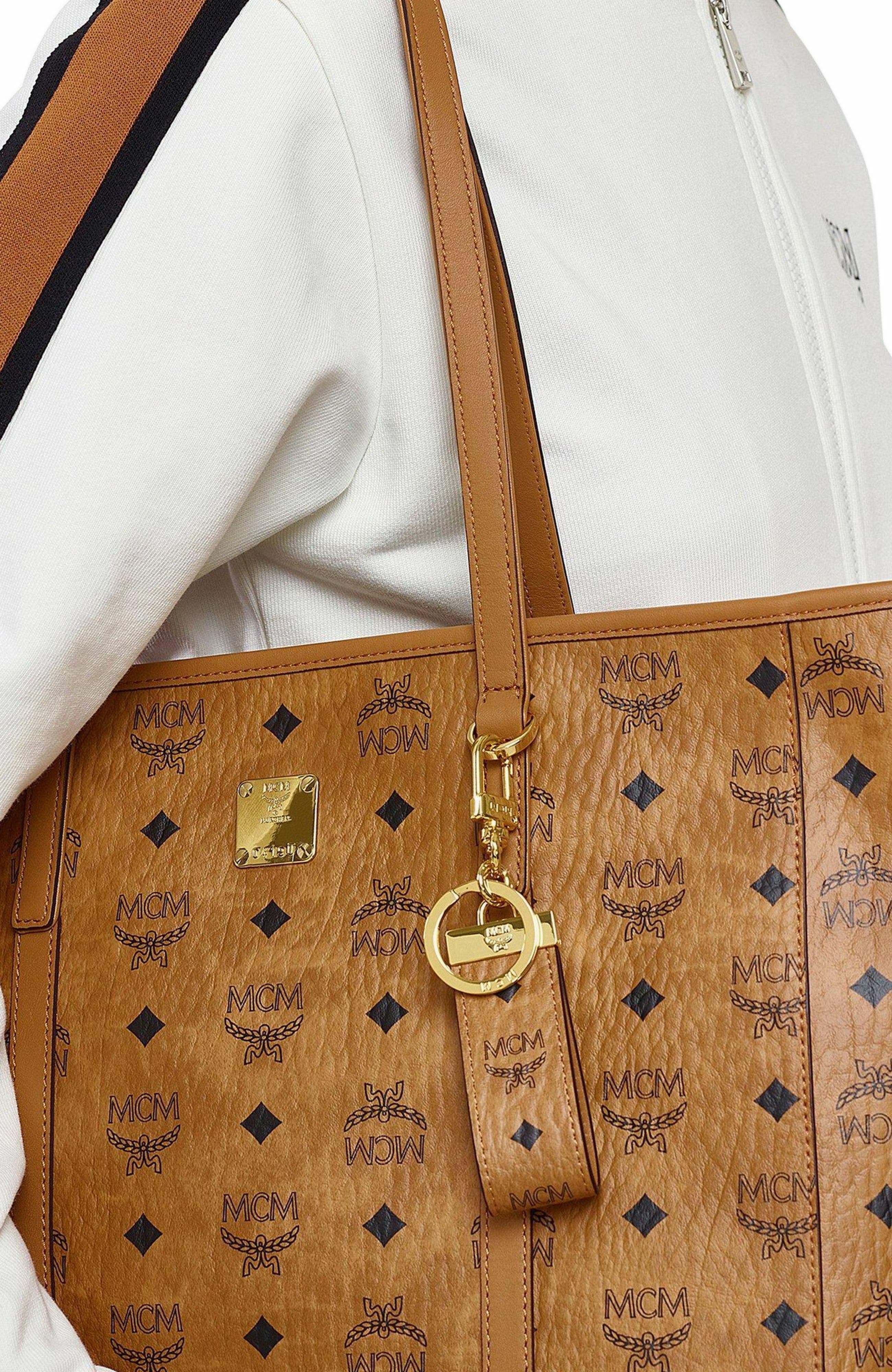 MCM Key Ring in Visetos Original, Alternate, color, Cognac