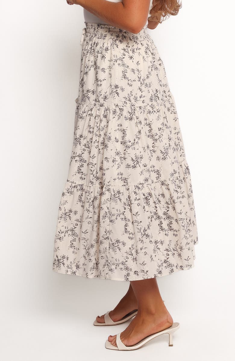Petal & Pup Lennon Floral Tiered Midi Skirt, Alternate, color, Brown Ivory