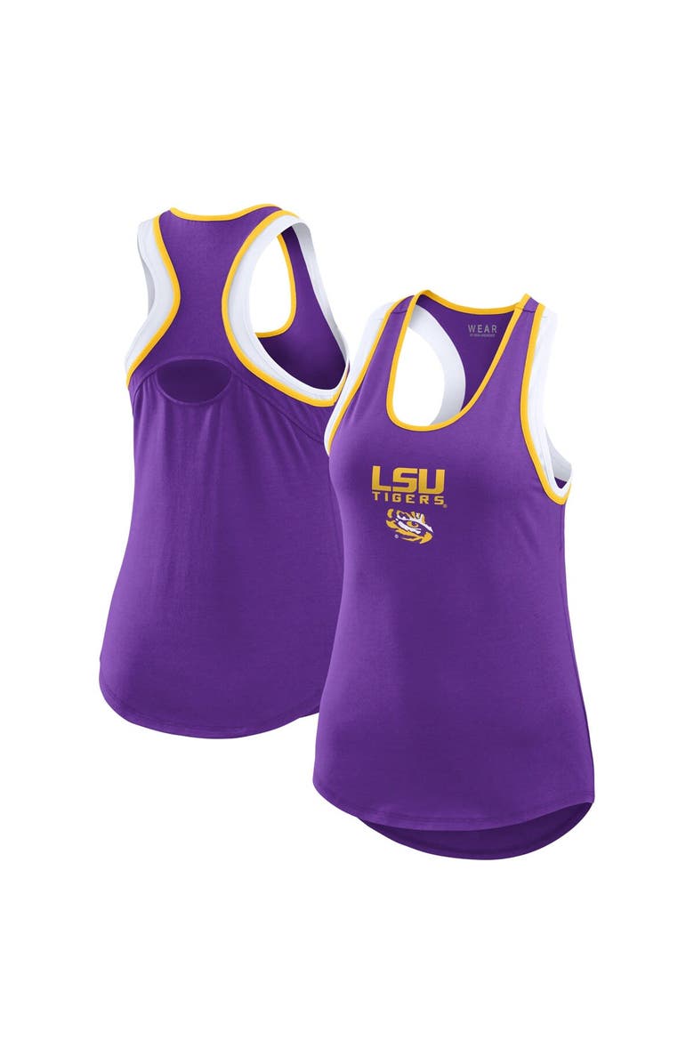 WEAR by Erin Andrews Women's WEAR by Erin Andrews Purple LSU Tigers Open Hole Razorback Tank Top, Main, color, 