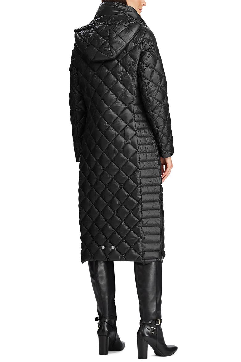 Packable Quilted Down Coat, Alternate, color, BLACK