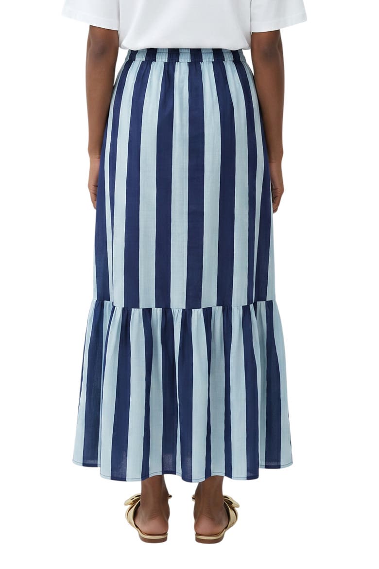 Crustacean Stretch Cotton Maxi Skirt, Alternate, color, HERITAGE STRIPES MAXI BLUE