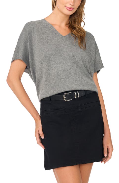 V-Neck Short Sleeve Boxy Sweater