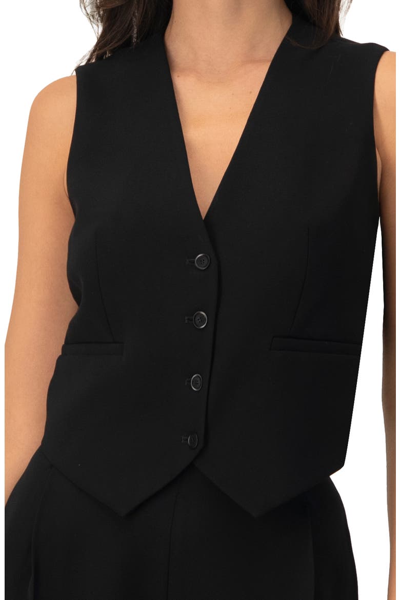 Tailored Sleeveless Vest with Button Closure, Alternate, color, Black