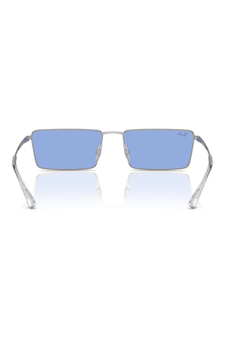 Emy 56mm Rectangular Sunglasses, Alternate, color, SILVER