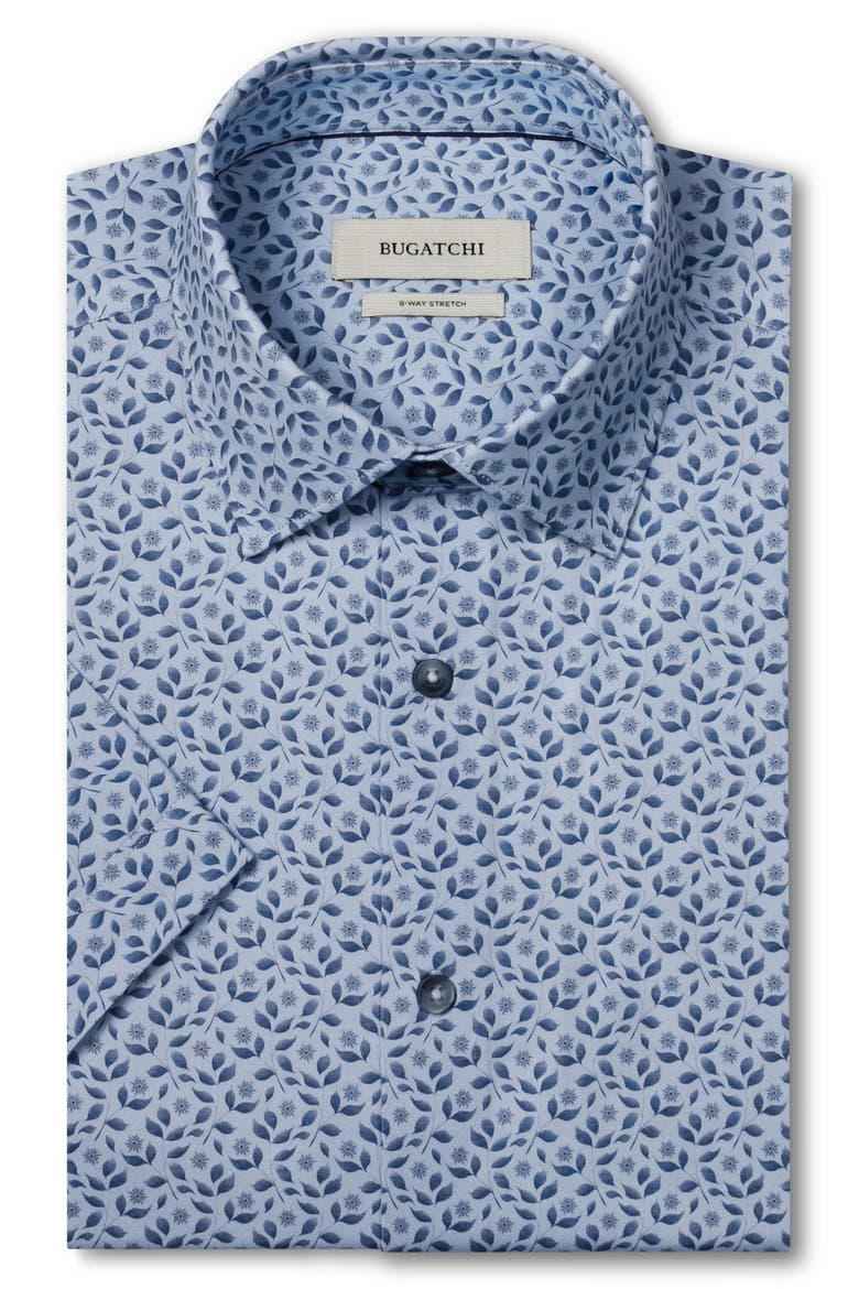 Miles OoohCotton® Print Short Sleeve Button-Up Shirt, Alternate, color, HAZY BLUE