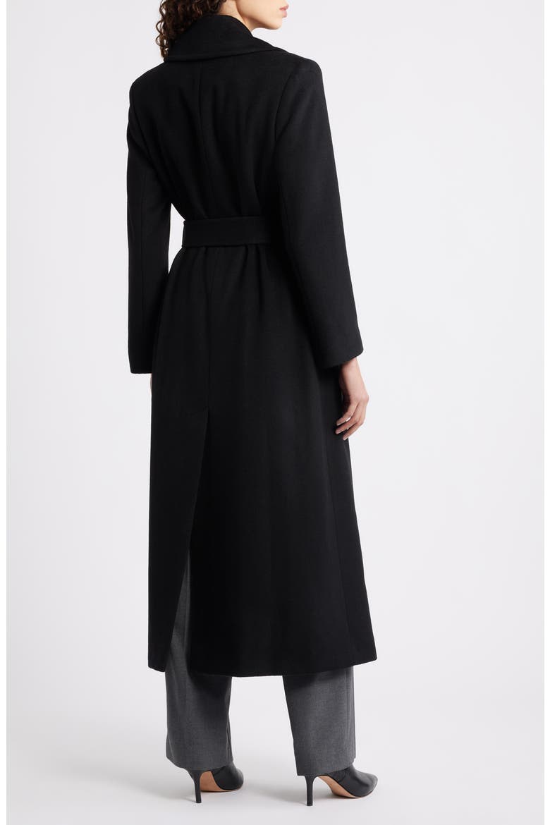 Belted Wool Blend Wrap Coat, Alternate, color, BLACK