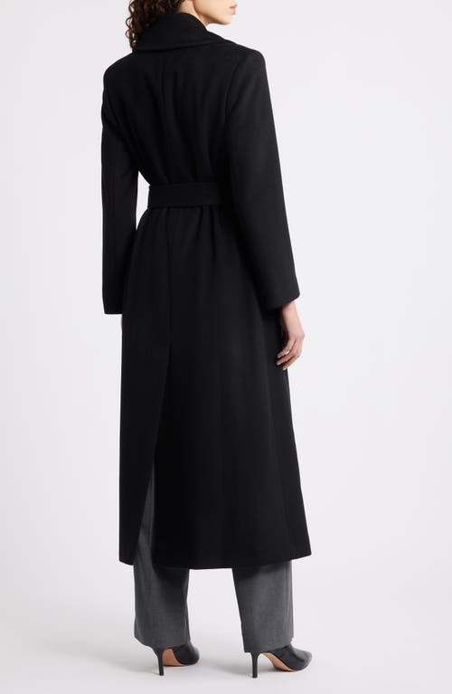 Ralph Lauren Lauren  Belted Wool Blend Wrap Coat In Black