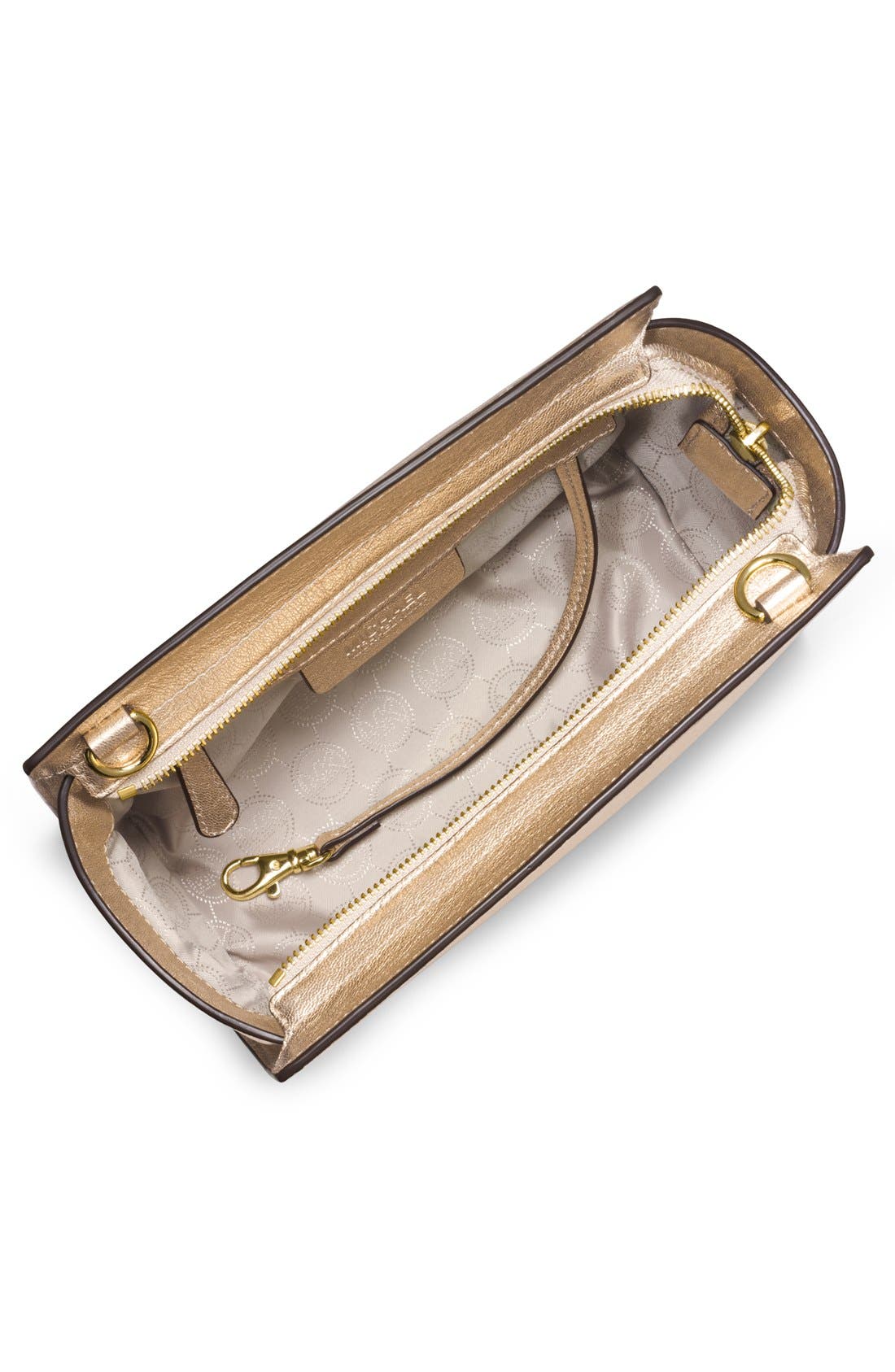 'Medium Selma' Metallic Leather Crossbody Bag, Alternate, color, PALE GOLD