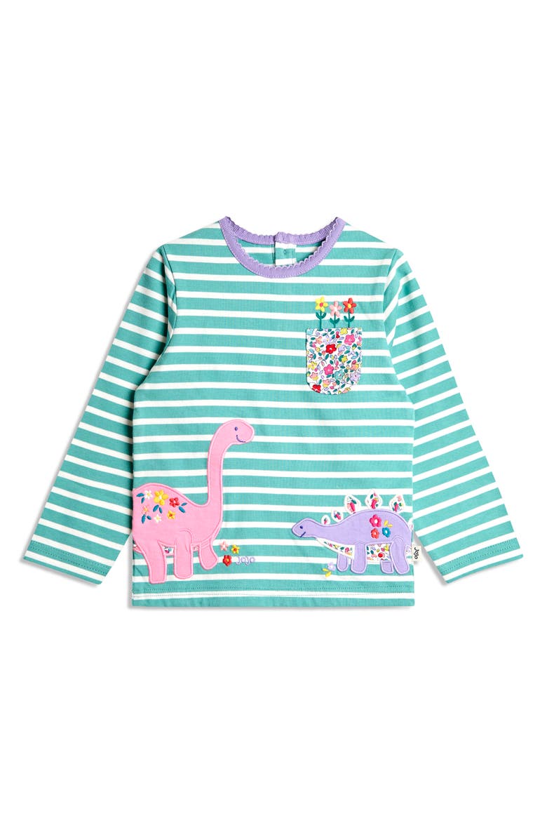 JOJO MAMAN BEBE KIds' Dino Ditsty Appliqué Top, Main, color, Duck Egg