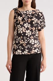 Renee C Asymmetric Satin Top