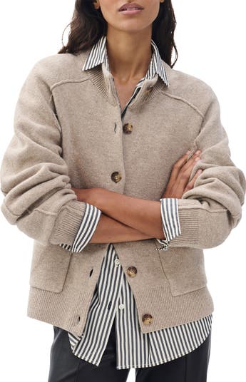 Bridget Mock Neck Wool Blend Cardigan