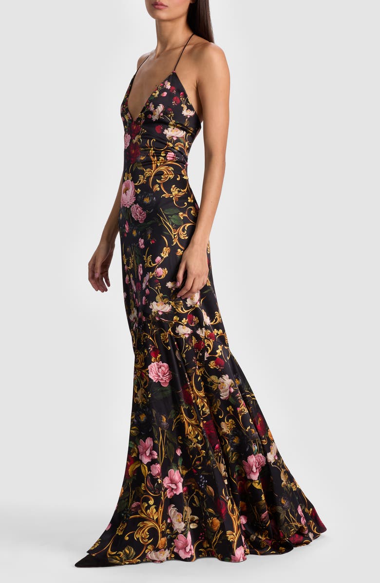 Alice + Olivia Milta Floral Mermaid Slipdress, Alternate, color, Evermine