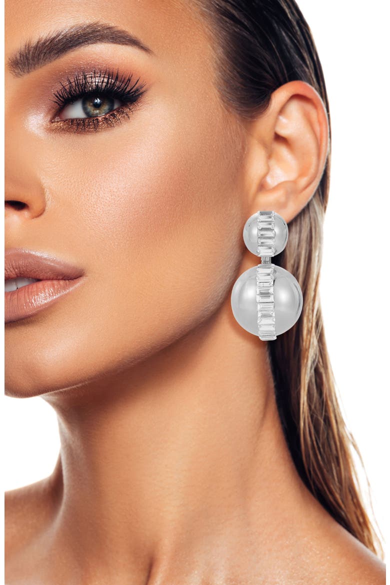 Crystal Orb Drop Earrings, Alternate, color, SILVER