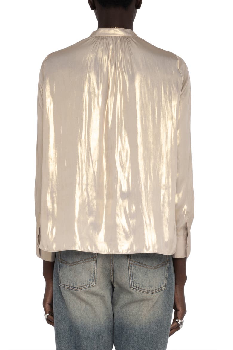 Tink Metallic Satin Top, Alternate, color, GOLD