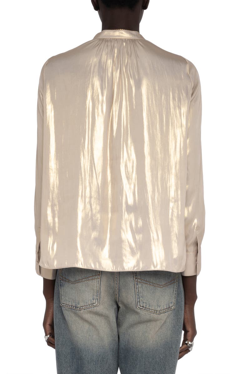 Zadig & Voltaire Tink Metallic Satin Top, Alternate, color, Gold