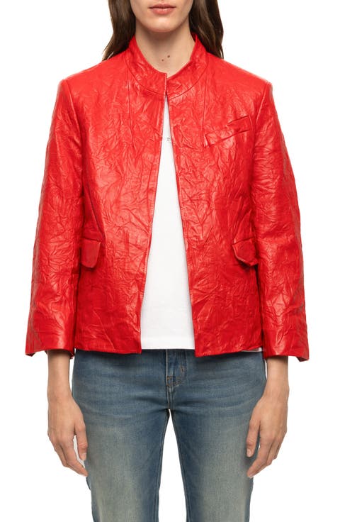 Veryn Cuir Crinkled Leather Jacket