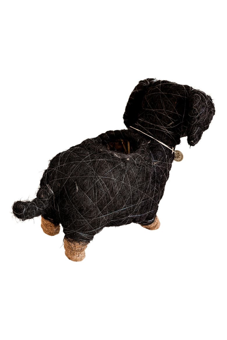 Dachshund Handwoven Planter, Alternate, color, BLACK / BROWN