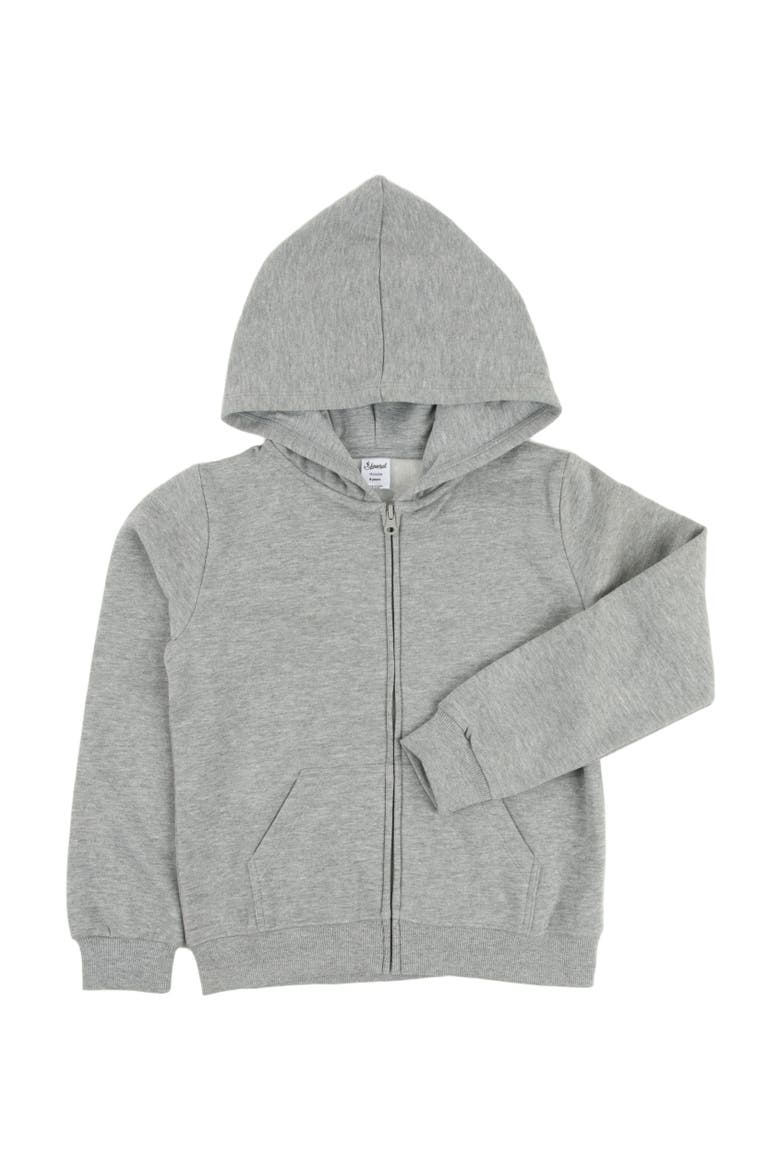 Kids Zip-Up Sweatshirt Hoodie, Cotton Blend, Solid Colors, Alternate, color, LIGHT GREY