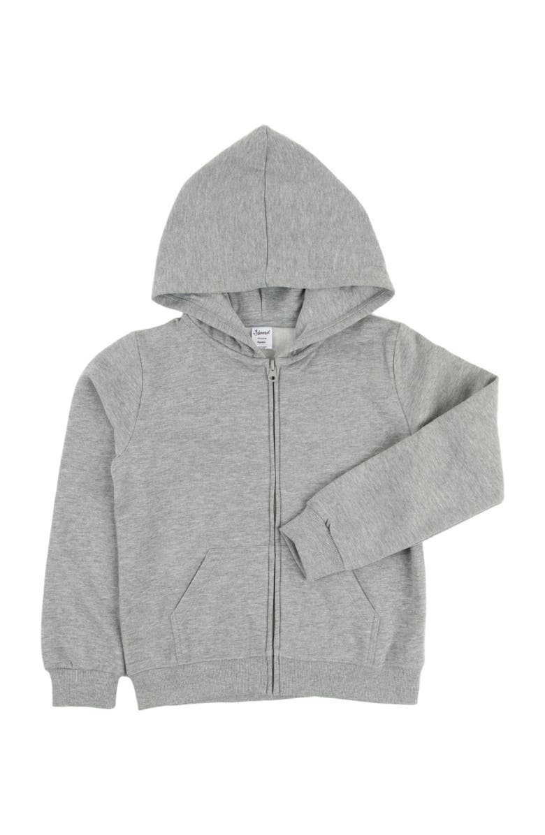 Leveret Kids Zip-Up Sweatshirt Hoodie, Cotton Blend, Solid Colors, Alternate, color, Light Gray