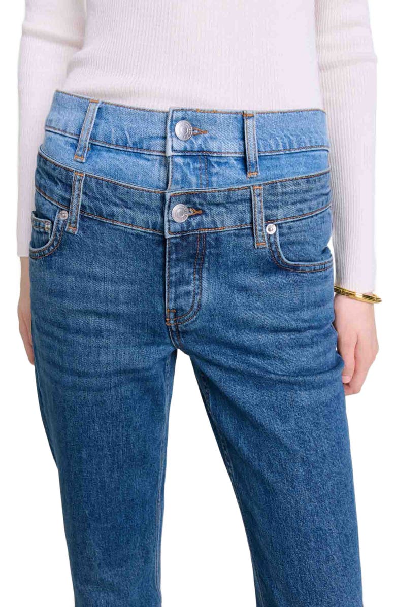 maje Double waistband jeans, Alternate, color,