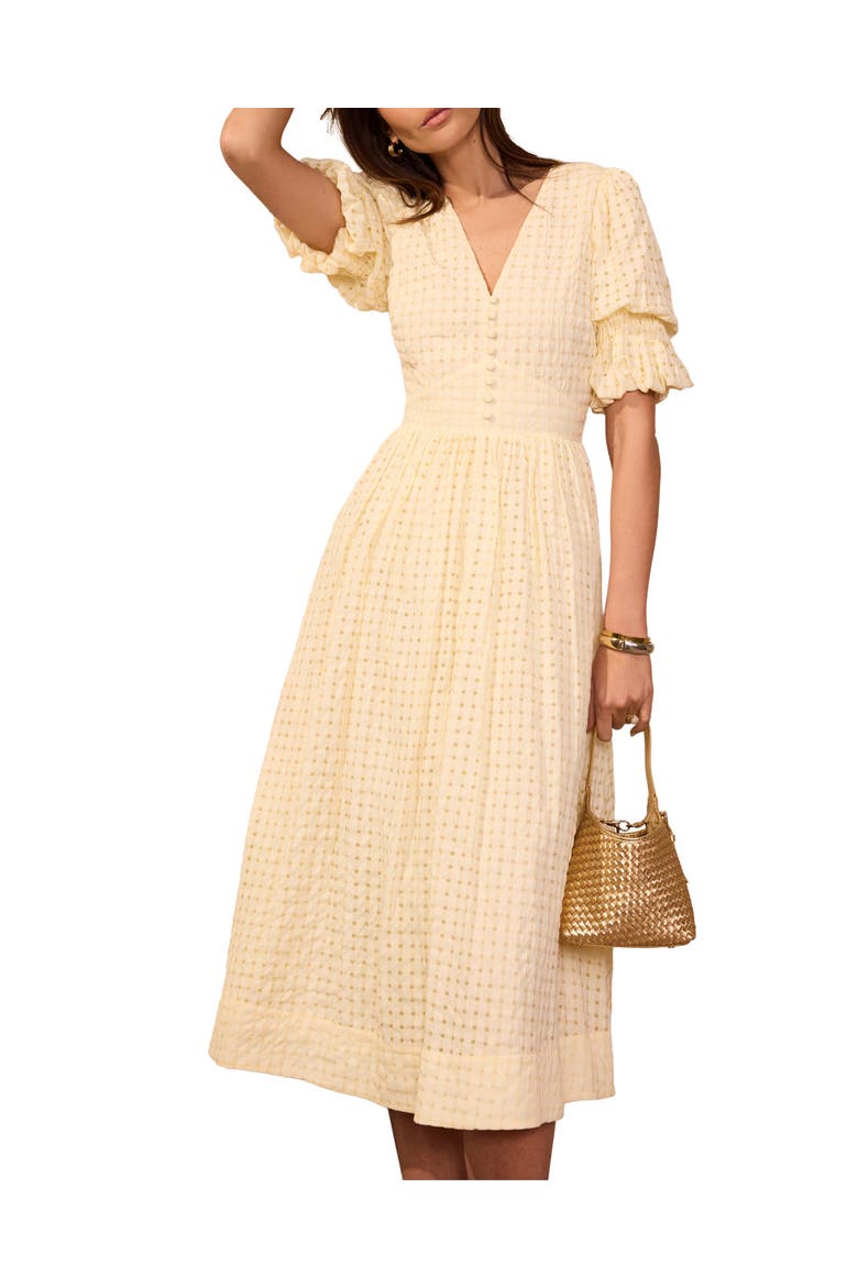 Checked Midi Dress, Main, color, Yellow