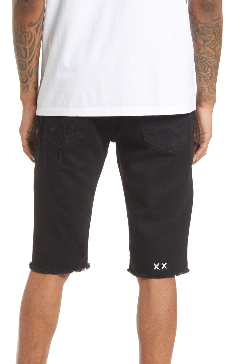 Cult of Individuality Rocker Slim Fit Ripped Cutoff Denim Shorts, Alternate, color, 