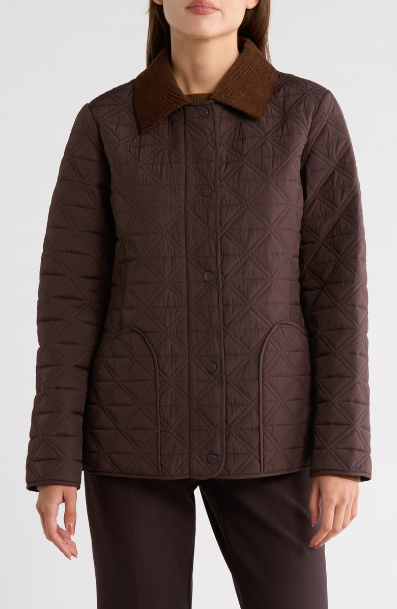 Bernardo Quilted Barn Jacket, Main, color, Brown