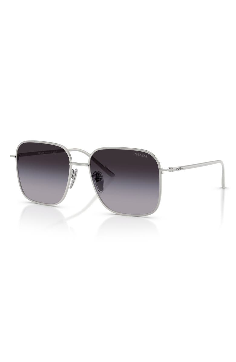 Prada 57mm Square Sunglasses, Alternate, color, Silver / Grey Gradient
