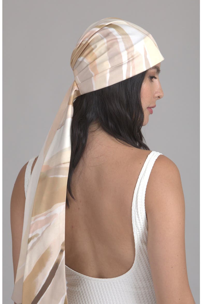 Gigi Satin Head Wrap, Alternate, color, IVORY/ BEIGE