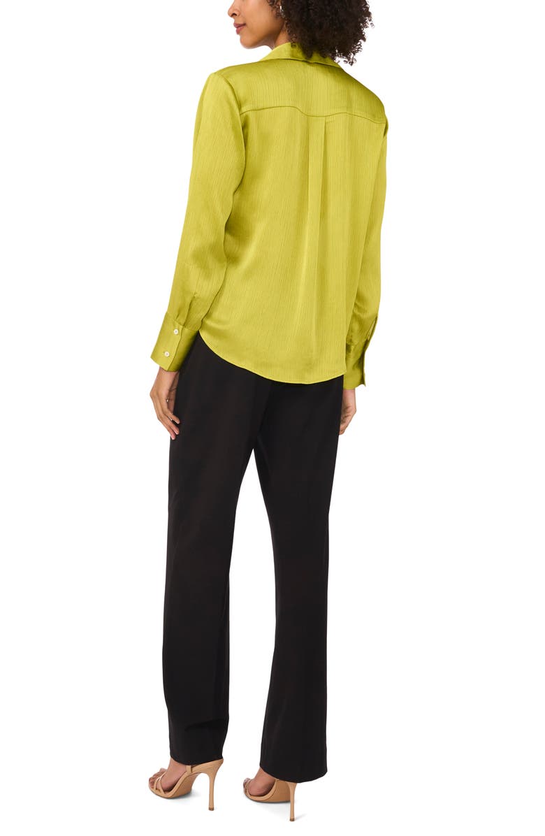Vince Camuto Textured Satin Long Sleeve Button-Up Shirt, Alternate, color, Green Oasis