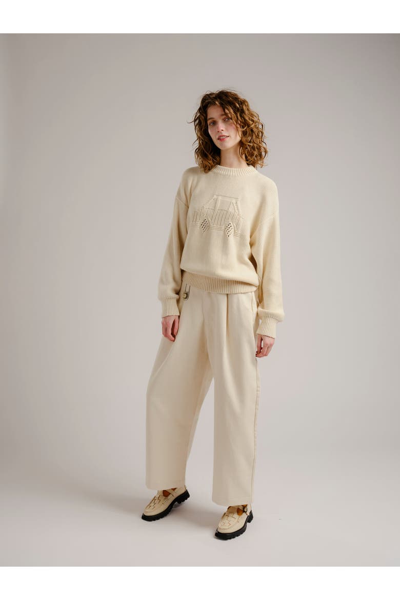 Oversized Pima Cotton Sweater, Alternate, color, Bone