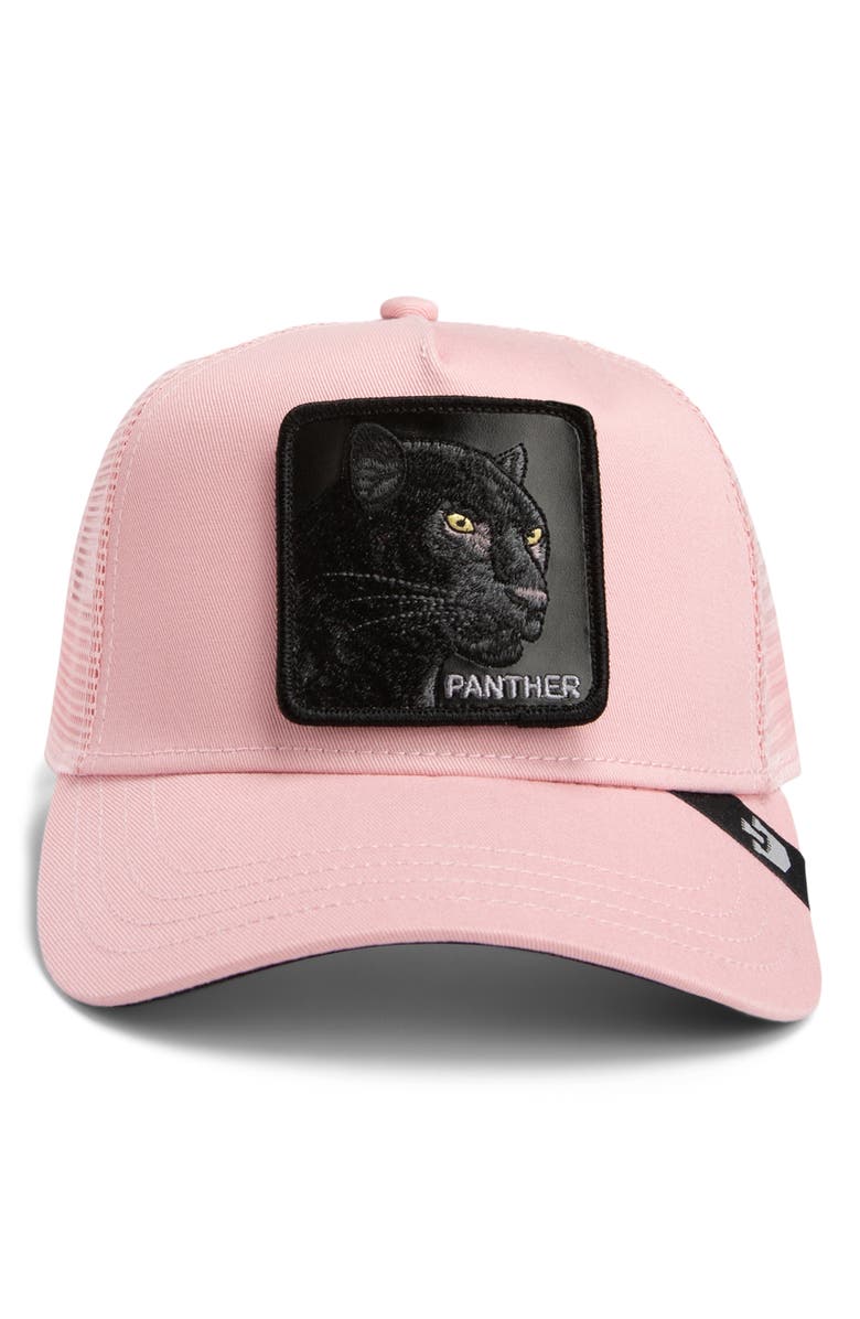 Goorin Bros. The Black Panther Embroidered Patch Trucker Hat, Alternate, color, Pink