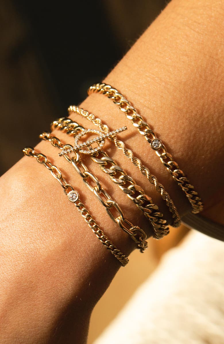 Zoë Chicco Floating Diamond Bezel Curb Chain Bracelet, Alternate, color, Yellow Gold