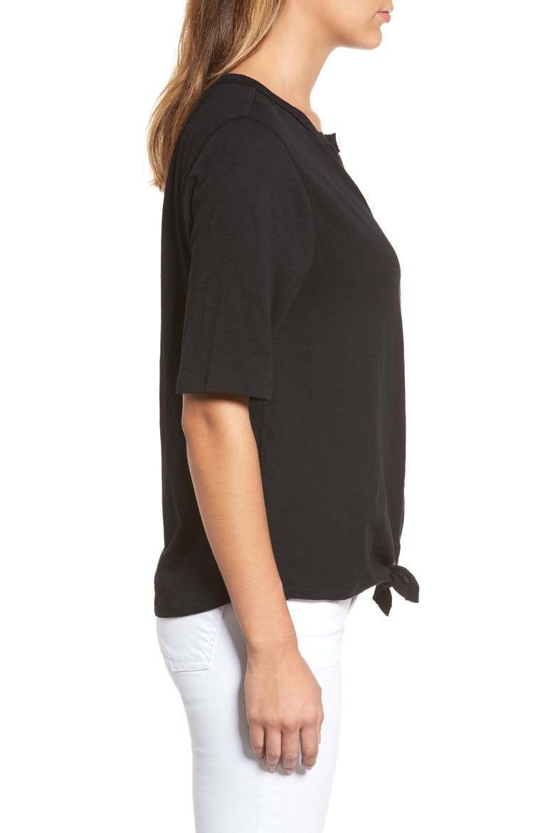 Tie Front Tee, Alternate, color, BLACK