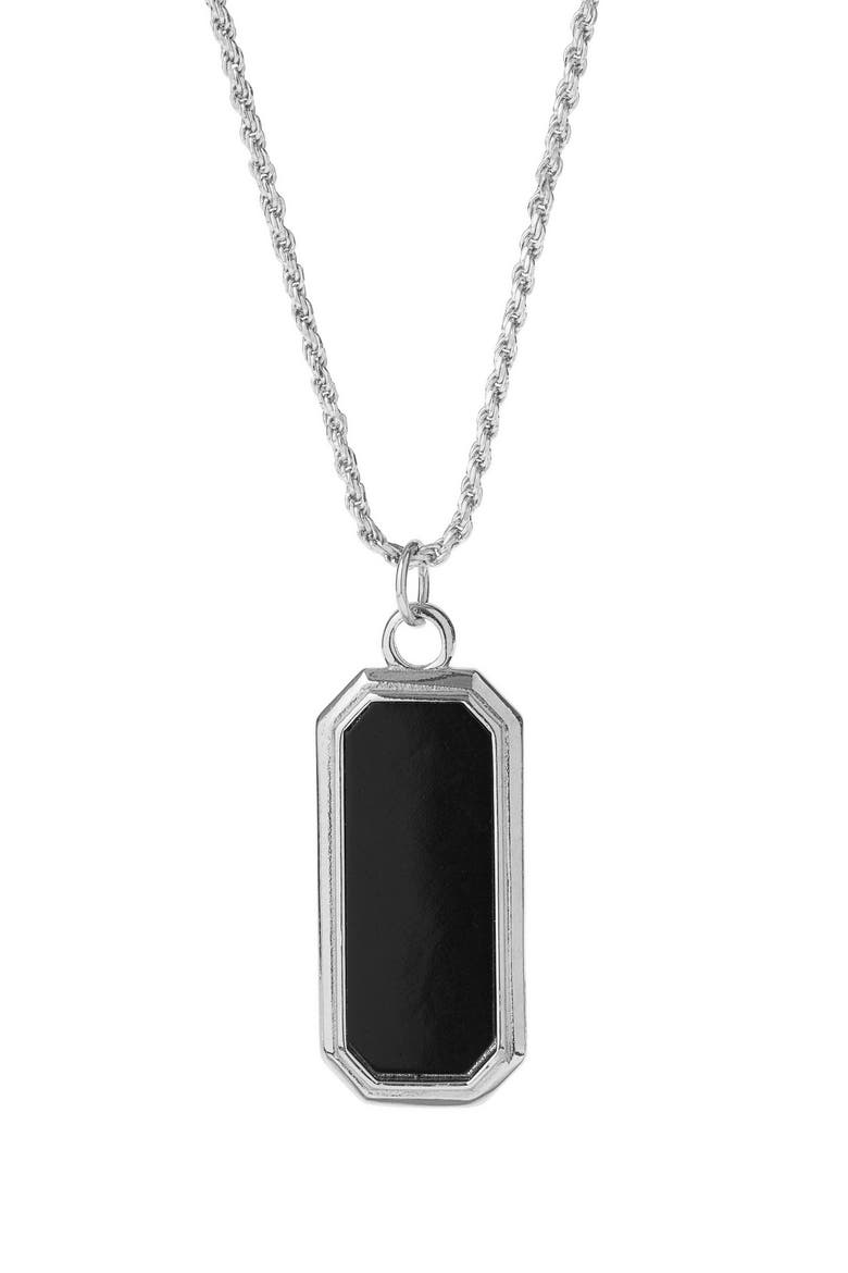 Men's Onyx Frame Pendant Necklace, Alternate, color, SILVER