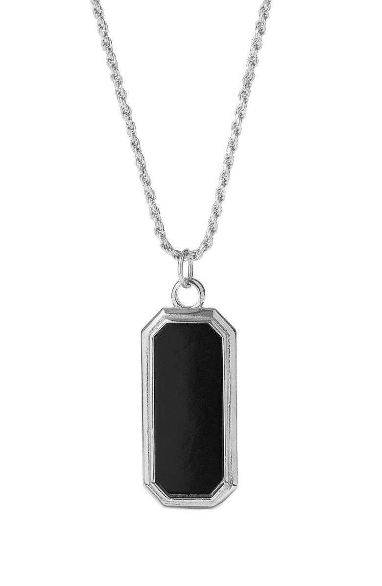 Degs & Sal Men's Onyx Frame Pendant Necklace, Alternate, color, Silver