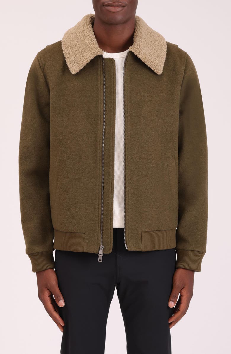 Bagatelle Felted Wool Blend Aviator Jacket, Alternate, color, Olive