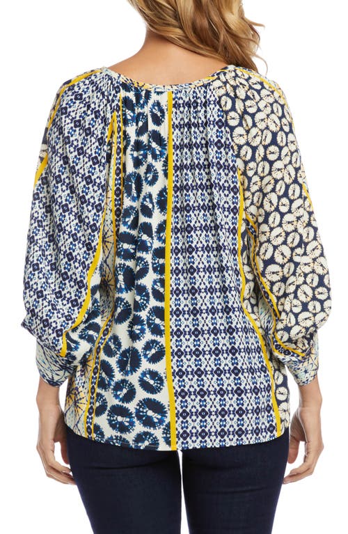 KAREN KANE KAREN KANE MIXED SCARF PRINT PEASANT TOP