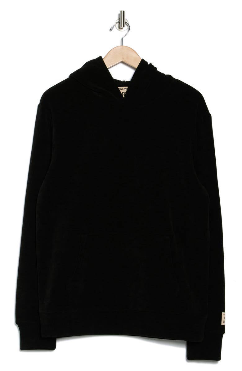 FLEECE FACTORY Plush Faux Suede Hoodie, Alternate, color, Black