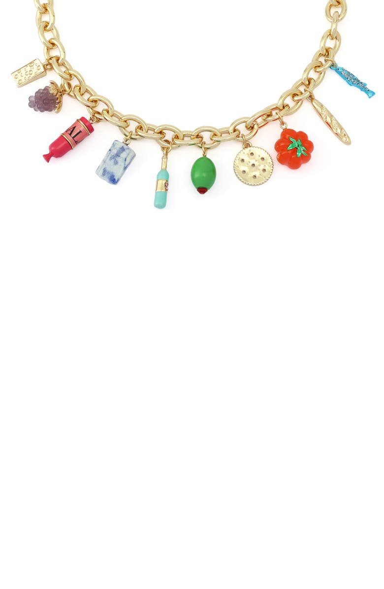 Betsey Johnson Charcuterie Charm Frontal Necklace, Alternate, color, 