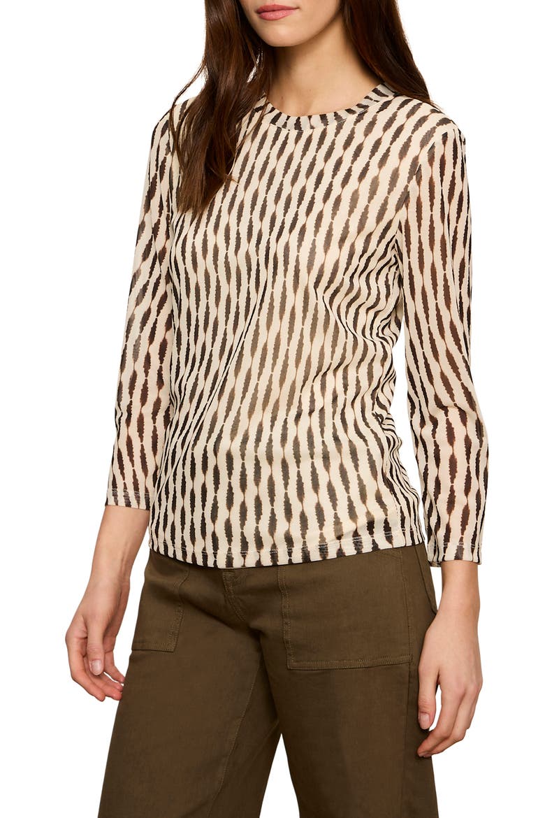 Print Mesh Top, Alternate, color, INKBLOT WHITE