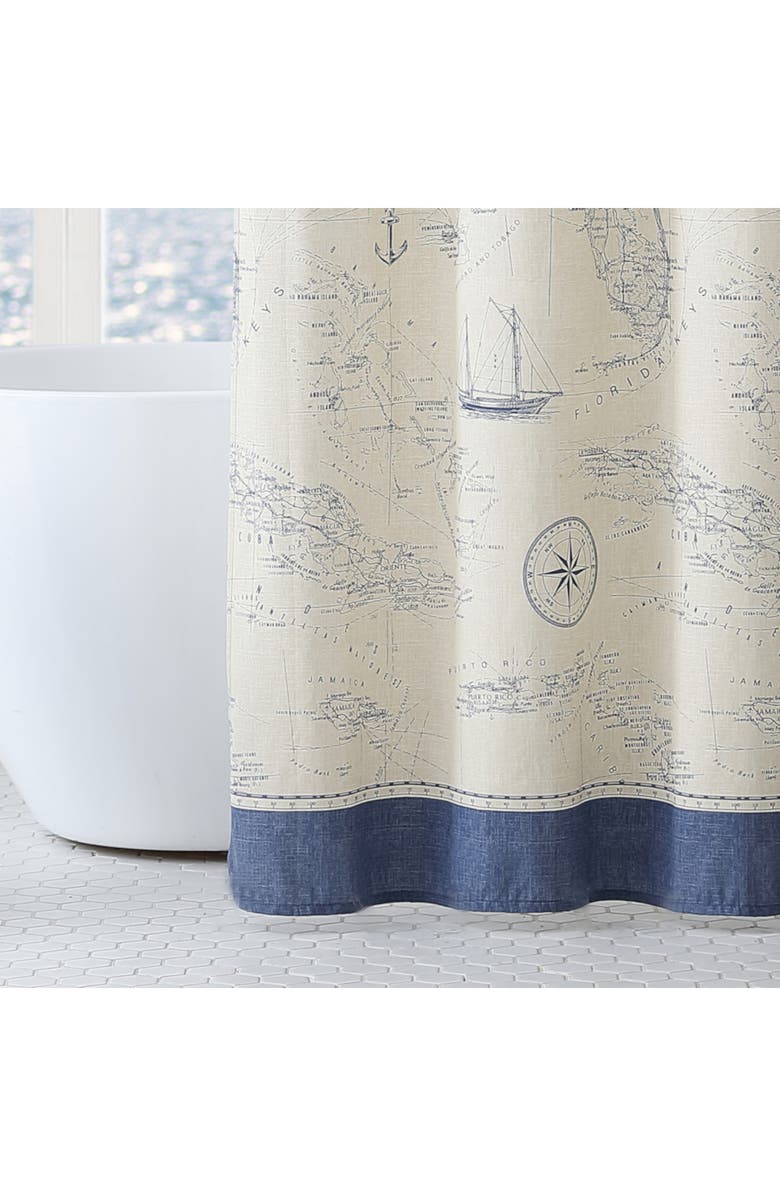 Tommy Bahama Caribbean Sea Shower Curtain, Alternate, color, Blue Linen