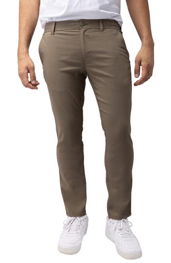 X-ray Xray Hidden Zip Pocket Twill Trousers In Dark Khaki