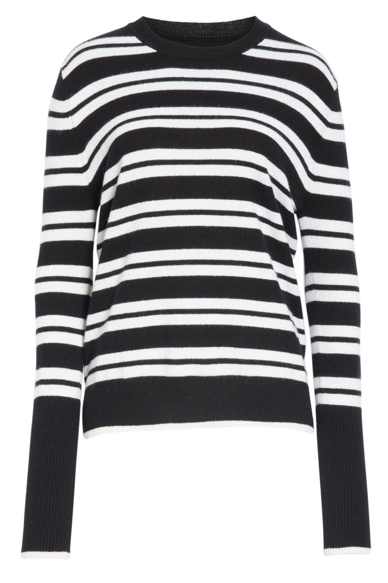 Le Ligne Tripe Stripe Cashmere Sweater, Alternate, color, BLACK/ CREAM