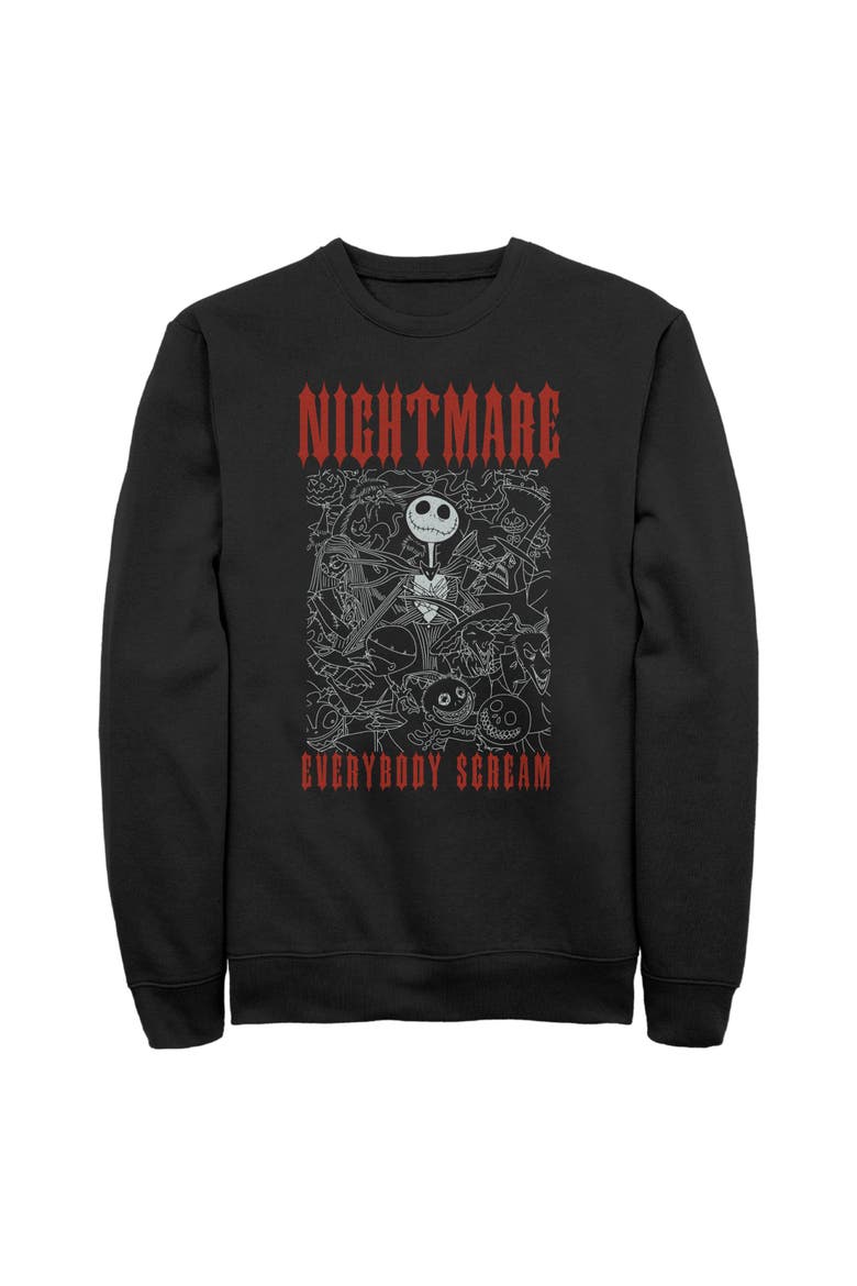 Mens The Nightmare Before Christmas Nightmare Everybody Scream Sweatshirt, Main, color, Black