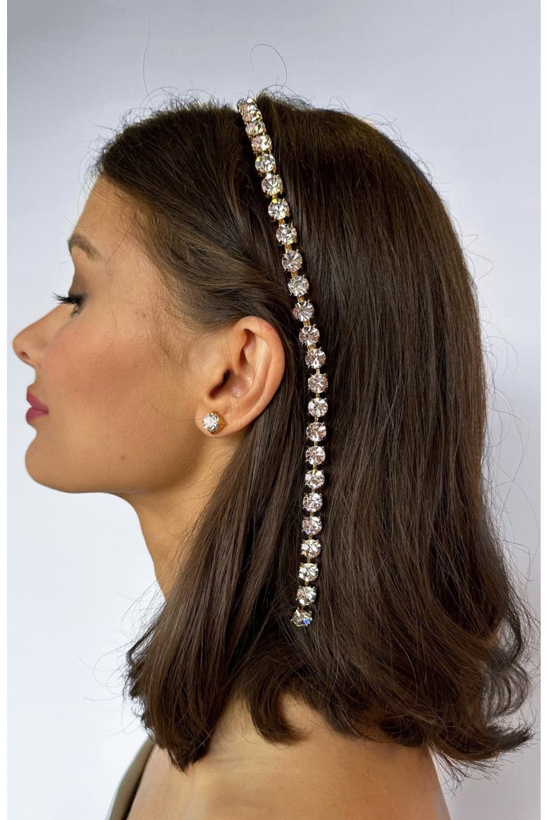 Josephina Magnus Swarovski Drop Chain Headband, Alternate, color, Gold