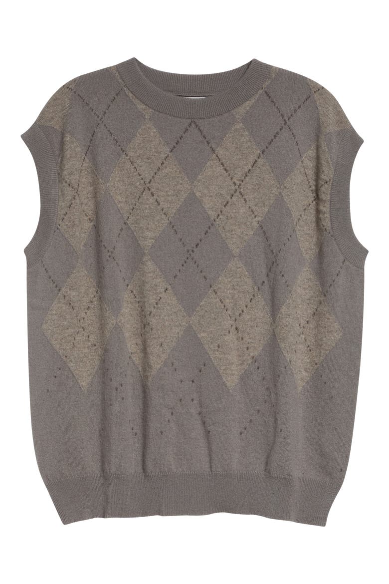 Clan Argyle Plaid Cashmere Sweater Vest, Main, color, POWDERED STONE COLOURWAY