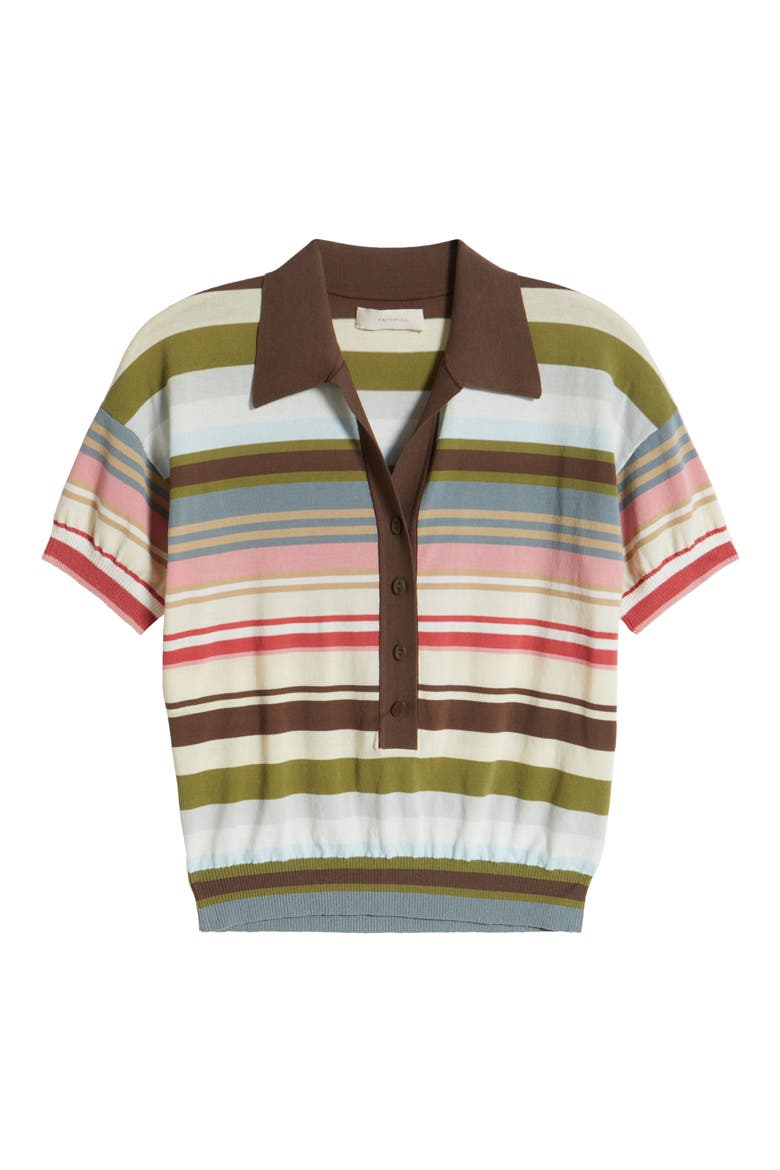 Sable Stripe Short Sleeve Polo Sweater, Alternate, color, MELEU STRIPE - MULTI