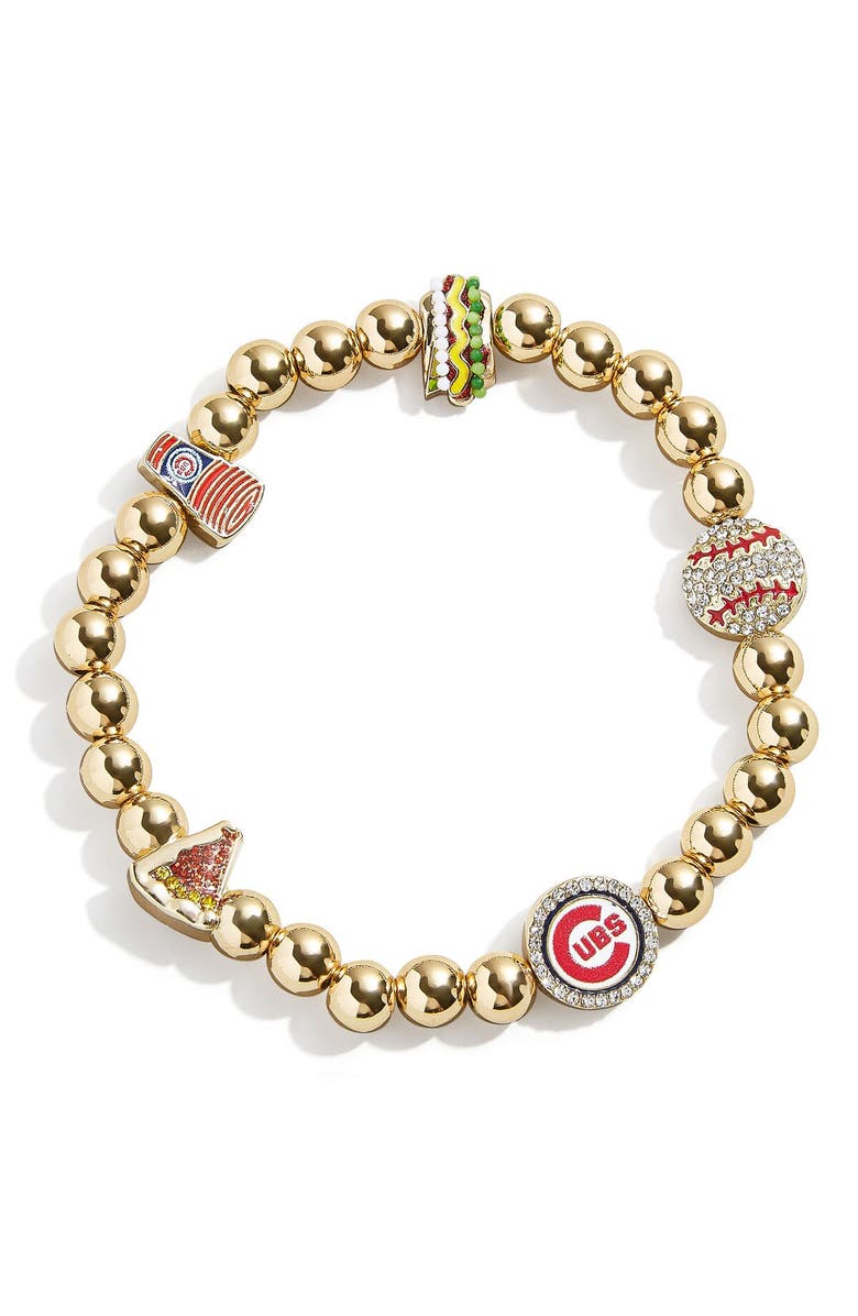 BaubleBar Chicago Cubs Localized Pisa Bracelet, Main, color, Gold